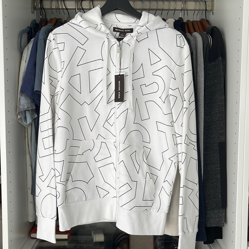 Michael Kors printed white hoodie. New. Size small.